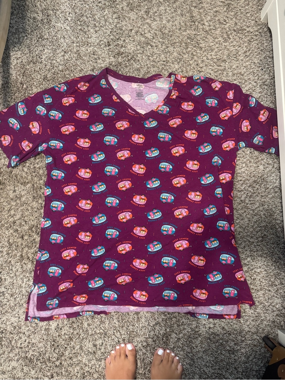 V-Neck Pajama nightgown women’s  in Purple with Camper Print